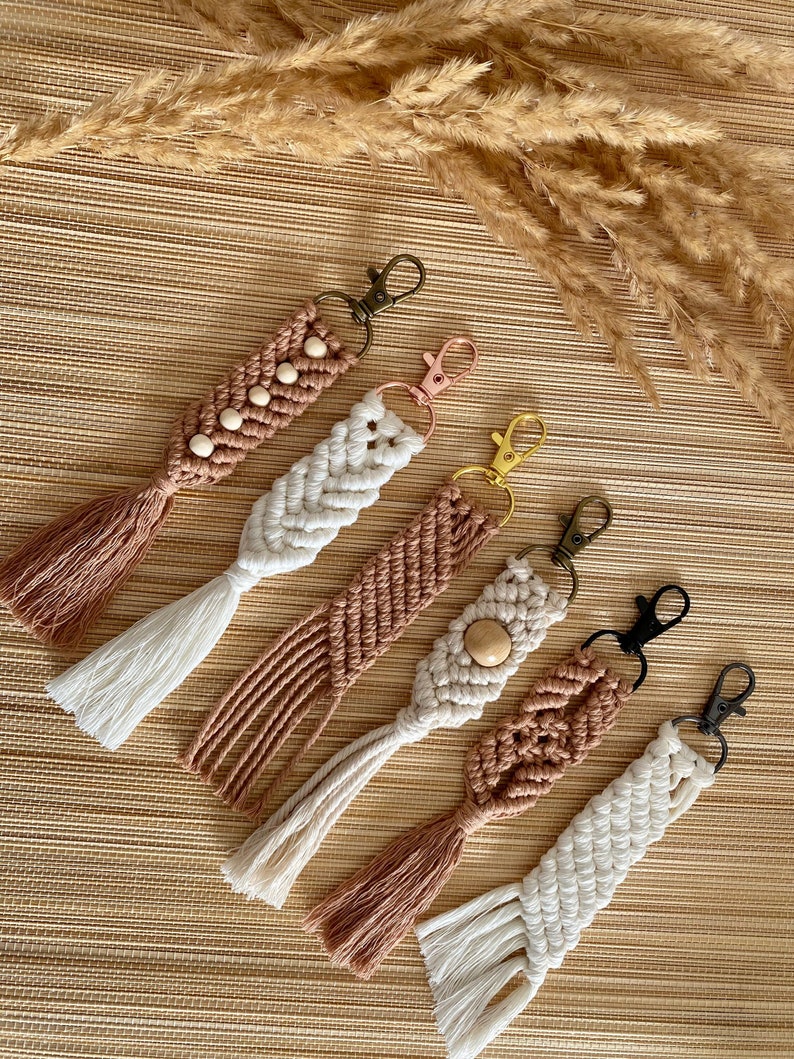 Macrame Keychain Keychain Boho Decoration - Etsy