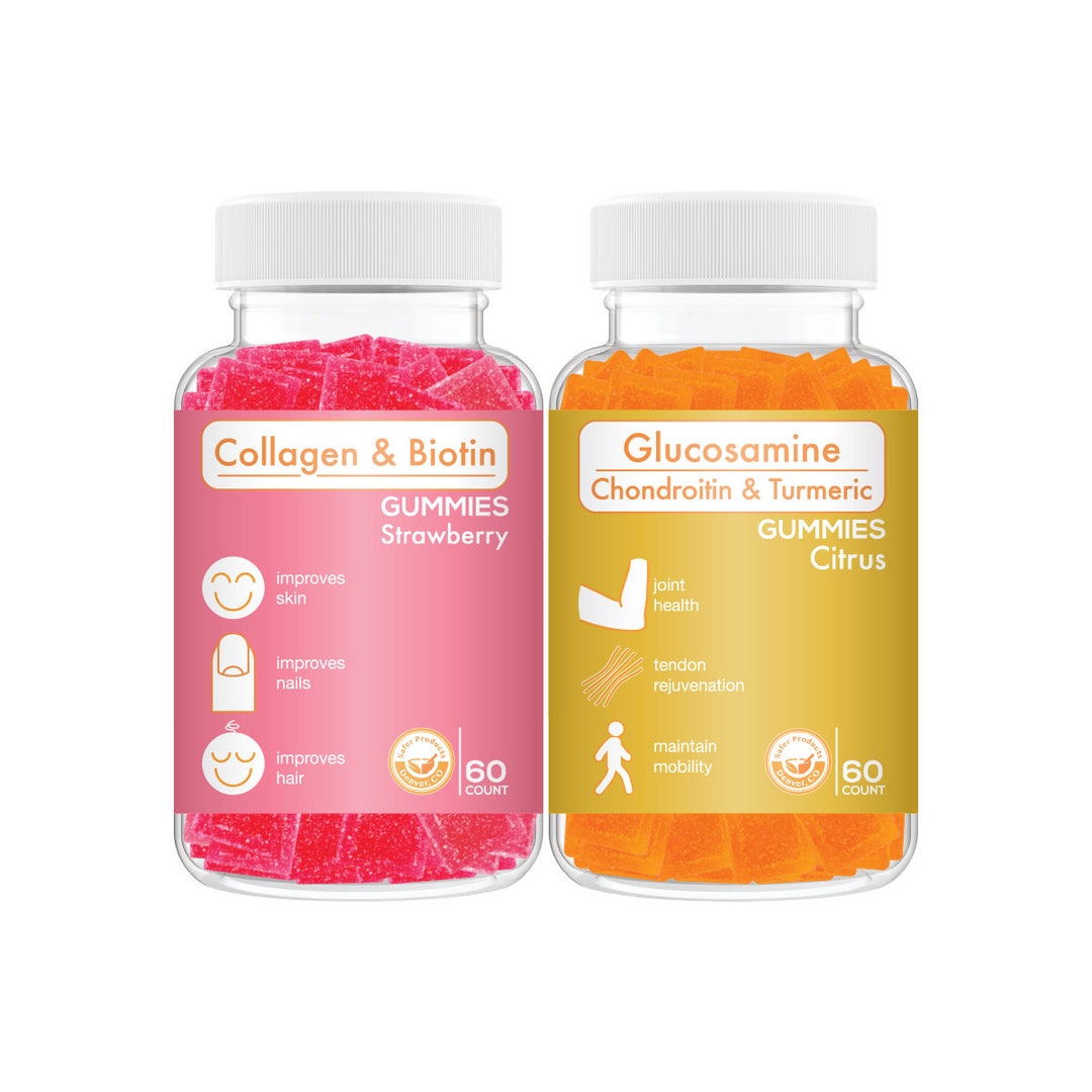 Collagen Biotin & Glucosamine Chondroitin Turmeric Gummy Vitamin Bundle