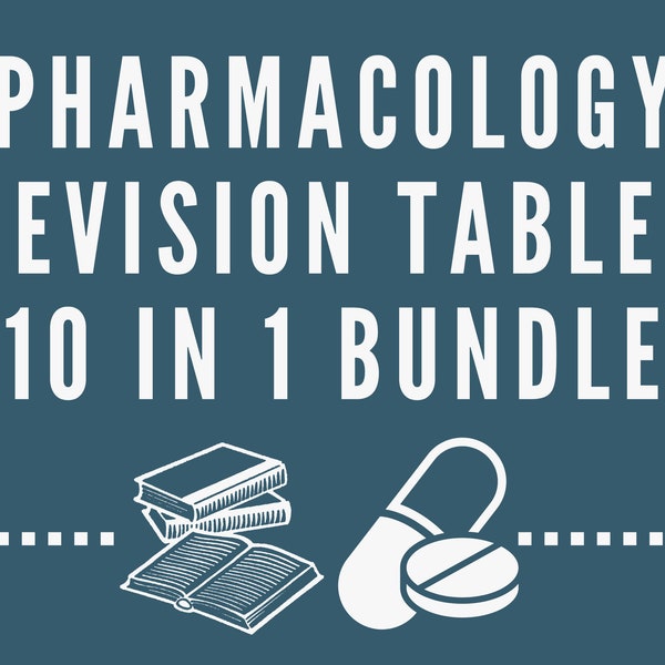 Pharmacology Revision Tables for Medical Students (10 in 1 Bundle 40% off)