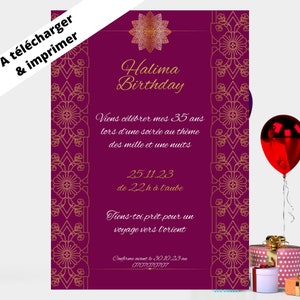 DOWNLOAD&PRINT- arabian nights birthday invitation adult- digital template Canva