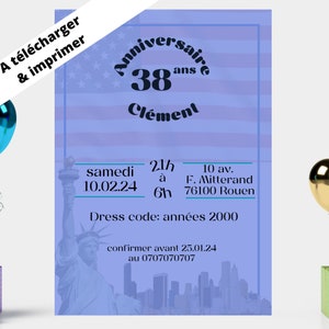 TELECHARGER&IMPRIMER- faire part anniv adulte new york city- modele digital personnalisable canva