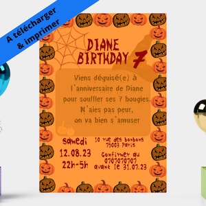 DOWNLOAD & PRINT - Adult Children&#39;s Birthday Party Halloween Pumpkin and Witch Hat - Canva Editable Digital Template