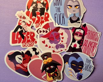 Hazbin Hotel & Helluva Boss Stickers: Angel Dust, Alastor, Blitz, Stolas and more