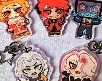Hazbin Hotel Keychains Charms Decorations - Alastor, Angel Dust, Lucifer, Vox, Lute