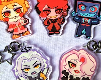 Hazbin Hotel Schlüsselanhänger Charms Dekorationen - Alastor, Angel Dust, Luzifer, Vox, Lute