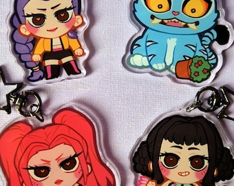 Kpop Demon Hunters Keychains Charms Decorations - Rumi, Cat Demon, Mira, Zoey