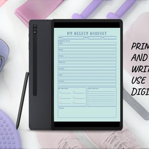 Printable Health and Fitness Planner: Workout, Meal, Body Measurement (PDF A4)
