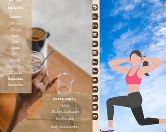 Bewerkbare fitnessplanner: dagelijkse en maandelijkse canva-sjablonen (digitale download)