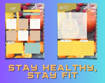 Bewerkbare sjabloon fitnessplanner: dagelijkse en maandelijkse canva-printables (digitale download)