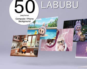 50 jpeg Labubu Background Phone, Computer High Pixel Labubu 50 piece