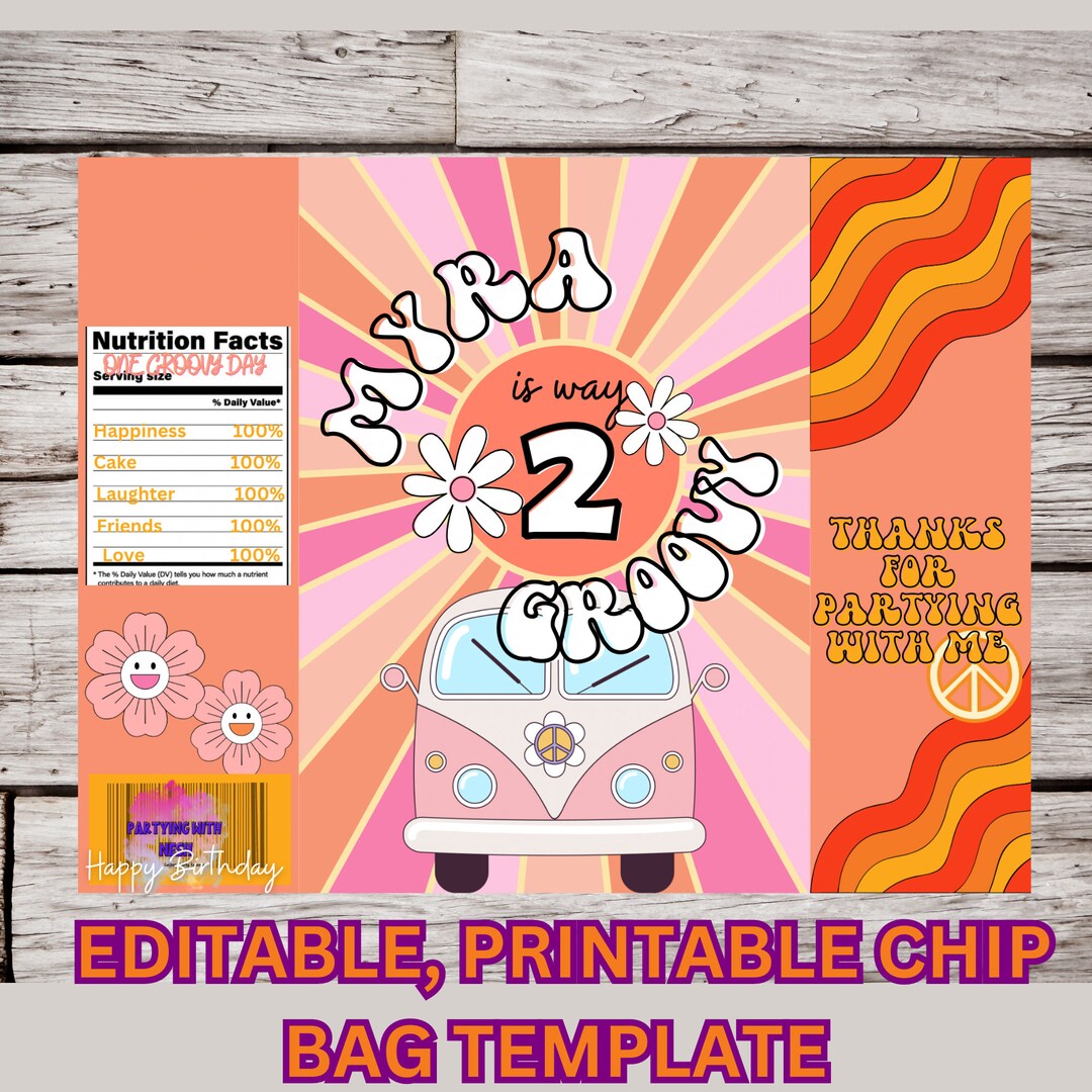 Groovy Chip Bags Retro Chip Bags Way Two Grooovy 70s Party Etsy