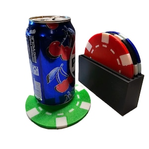 Casino Poker Chip Drink Coasters with Case