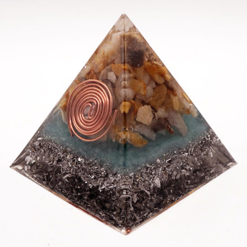 Orgonita Pirámide Cuarzo Natural y Base Turquesa · Espiral Cobre · Alta Densidad · Fórmula Karl Hans Welz bild 3