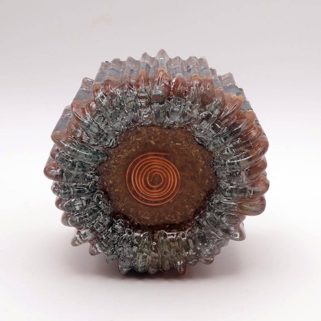 Transmutation Device 7x3cm Orgone Flower - Transmutation Device - Visible Copper Spiral ...