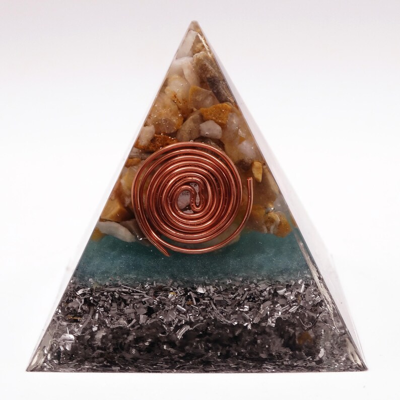 Orgonita Pirámide Cuarzo Natural y Base Turquesa · Espiral Cobre · Alta Densidad · Fórmula Karl Hans Welz bild 4