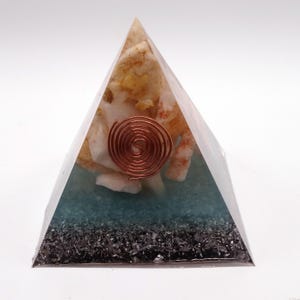 Orgonita Pirámide Grande Cuarzo Blanco Verde Jade · Generador Orgón · Espiral Cobre · Protección EMF · Fórmula Karl Hans Welz imagen 3