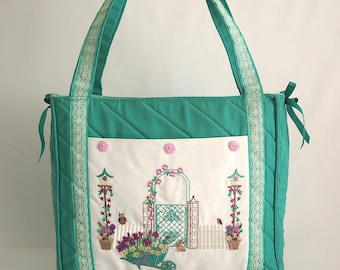 Machine embroidery designs and instructions to complete Handbag ( Garden Handbag ) Machine embroidery patterns Machine embroidery applique