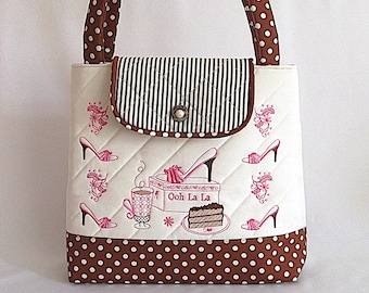 Machine Embroidery Handbag Project | (Coffee Time Handbag ) Partial In The Hoop | diy embroidery bag | diy embroidery tote