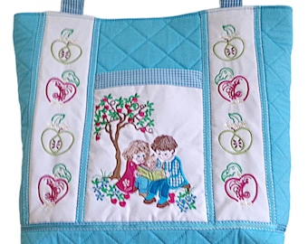 Machine Embroidery Bag Project | ( Reading Book Bag ) book embroidery | diy      embroidery bag | Partial In The Hoop |  diy embroidery tote