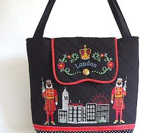 Machine Embroidery Handbag Project|  ( London Handbag ) diy embroidery bag | diy embroidery tote | partial In the Hoop | handmade embroidery