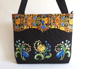 Embroidery Bag project | diy embroidery bag ( Royal Handbag ) Flower machine embroidery patterns | partial In The Hoop | diy embroidery tote