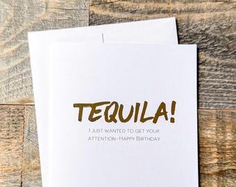 Tequila Birthday Card — Funny, Modern, Minimalist Greeting Card