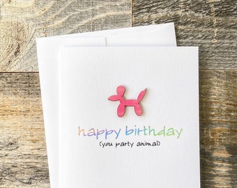 Foiled - Party Animal Card | Balloon Birthday Card | Handmade Birthday Card | Celebration Card | Birthday Greeting Card  | Balloons