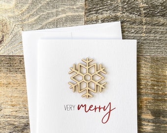 Foiled Christmas Card: Scandinavian Wood Snowflake, Nordic Holiday