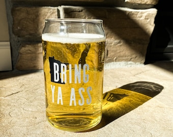 Minnesota Basketball Bring Ya A** Pint Glass | Timberwolves Fan Barware | NBA Sports Tumbler Gift