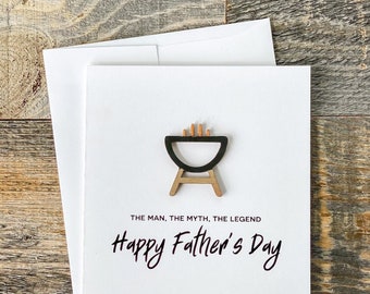 Humorous Foiled Grill Master Father's Day Card with Wood Embellishment