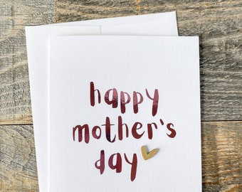 Foiled Mother's Day Card with wood embellishment