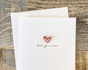 Love You card for Parents: Personalized Foil Heart Design for Mom or Dad