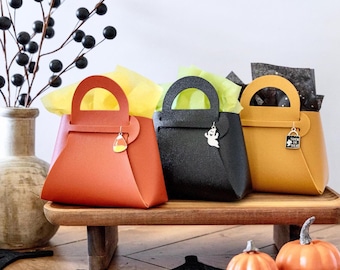 Bolsa de Halloween de piel sintética para dulces • Portatarjetas de regalo • Bolsa reutilizable para dulces con dije
