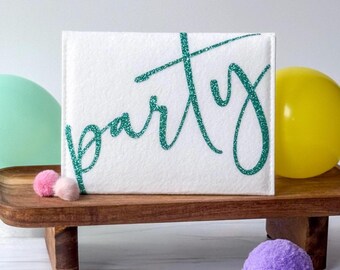 Birthday Gift Card & Money Holder • Felt Envelope with Sparkle “Party” Design • Eco Friendly and Reusable
