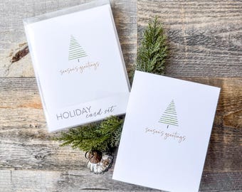 Happy Holidays Card Set • Foil Scandinavian Tree • Clean Modern Christmas Greeting