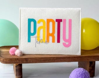 Birthday Gift Card Holder • Felt Envelope with Sparkle “Party” Design