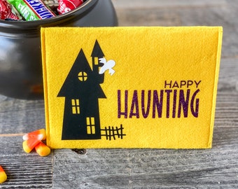 Portatarjetas de regalo de fieltro para Halloween: Sobre reutilizable para pedir dulces.