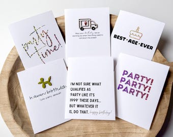 6‑Card Birthday Set – Foiled, Fun, and Snarky with Hand‑Applied Details