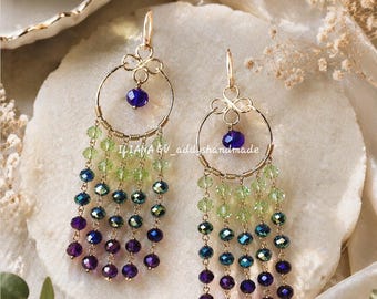 ILIANA Wire Wrapped Crystal Handmade Earrings