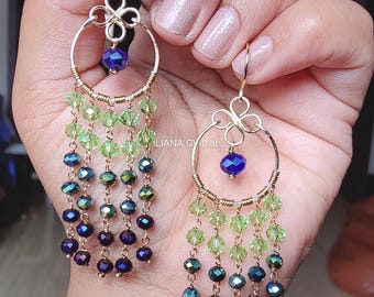 ILIANA Wire Wrapped Crystal Handmade Earrings