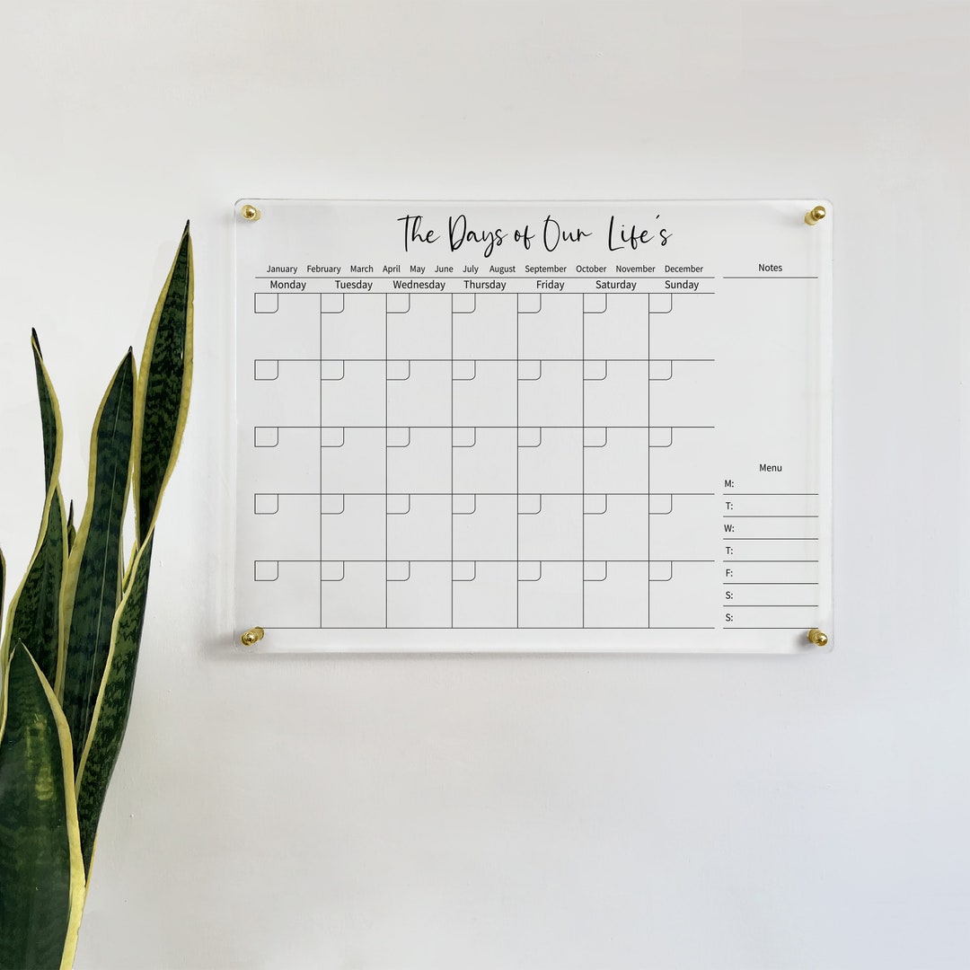 Custom Dry Erase Wall Calendar Personalized Monthly Planner Etsy
