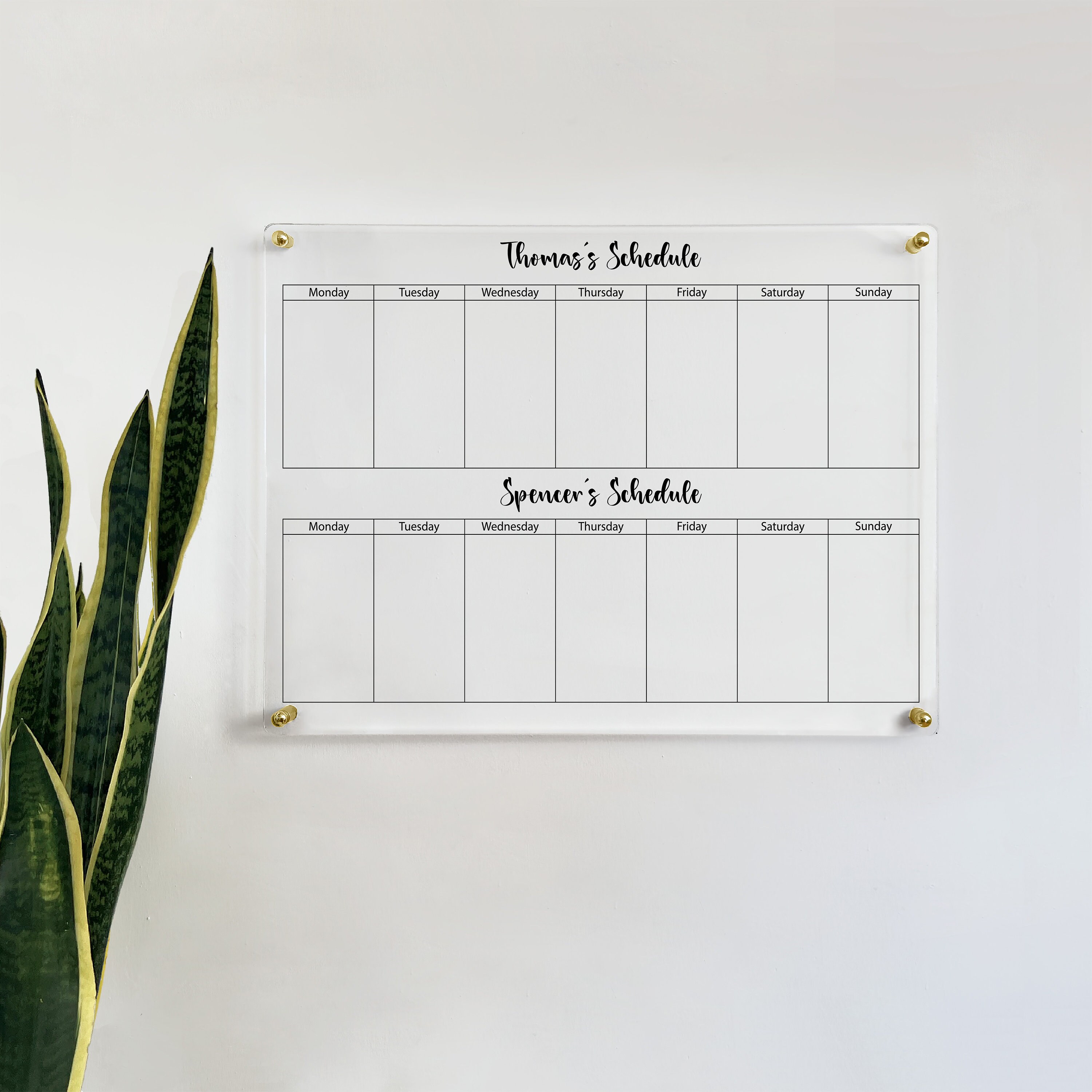 Personalized Acrylic Weekly Calendar With Names Large Acrylic Etsy