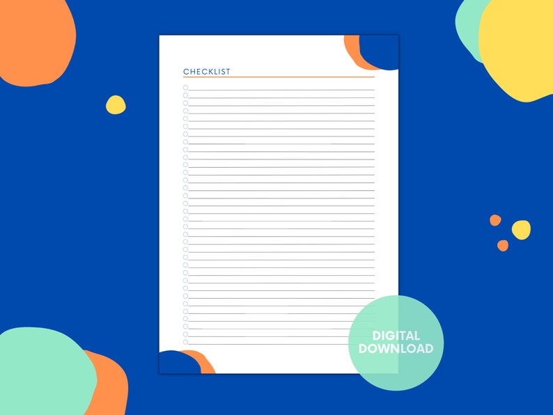 Printable Checklist Template Bundle, Colorful Planning, A4 (digital ...
