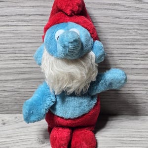 1981 Papa Smurf Peyo Wallace Berrie Small 6&quot; Stuffed Plush Toy Smurfs