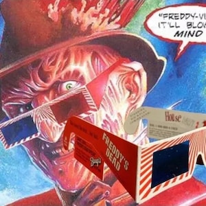 1991 Freddy's Dead 3-D Glasses Nightmare on Elm Street Barq's Hulk Hogan Advertising NOS