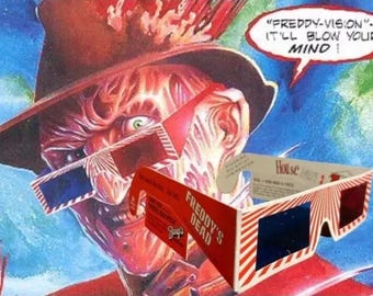 1991 Freddy's Dead Gafas 3-D Pesadilla en Elm Street Barq's Hulk Hogan Publicidad NOS