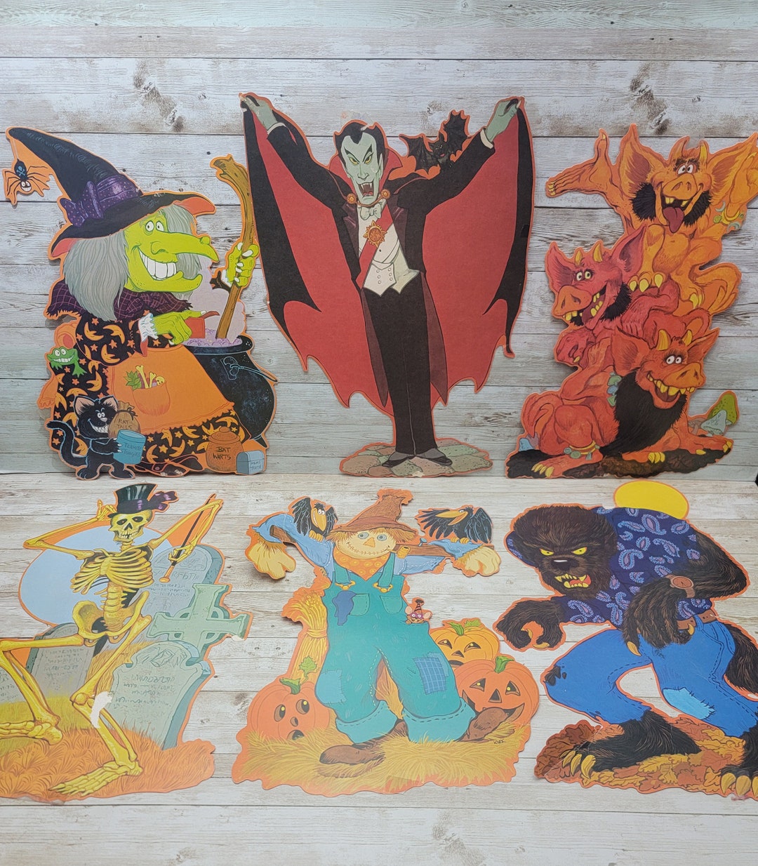 Vintage Halloween Die Cut Halloween Decorations Lot of 6 Etsy