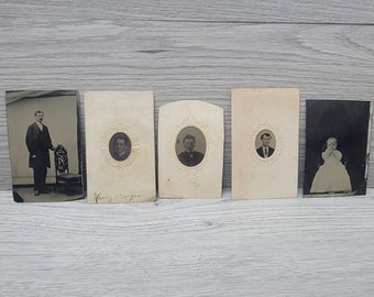 1800s Antique CDV Tintype Photo Photograph Lot of 5 Hidden Mother