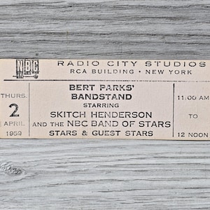1959 NBB Bert Parks Musikpavillon Skitch Henderson Ticket Radio City Studios NYC