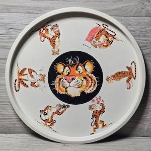 1960s Esso Exxon Tiger Advertising Promotional 13" Tin Metal Serving Tray